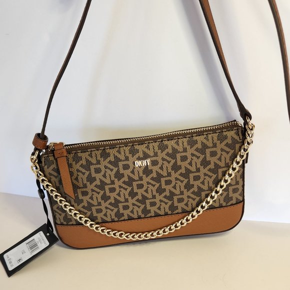DKNY Brown Bryant Chain Demi Crossbody - NWT - Picture 2 of 12